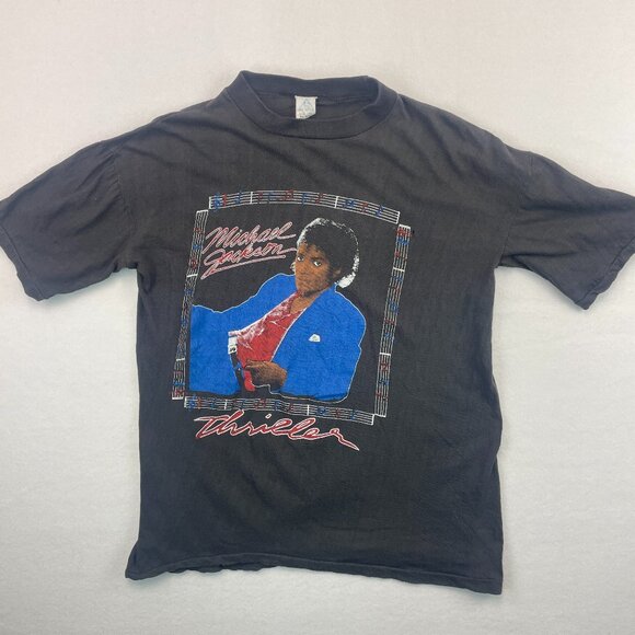 Vintage Michael Jackson Shirt XL Thriller Bootleg 80s Paki Cotton